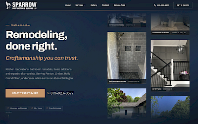 Sparrow Contracting & Building - Contractor Website desktop screenshot