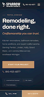 Sparrow Contracting & Building - Contractor Website mobile screenshot